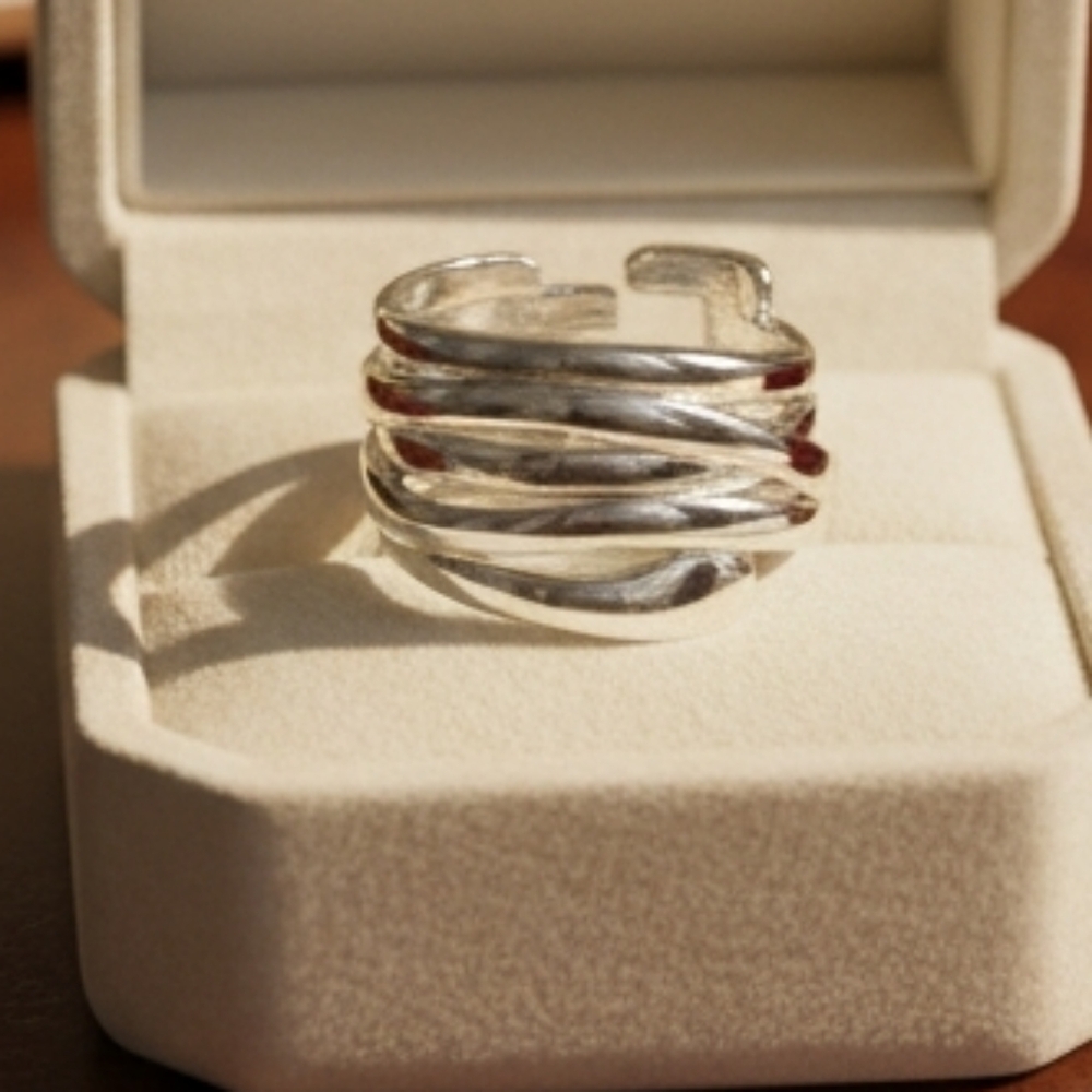 925 Silver Geometric Free Form Ring